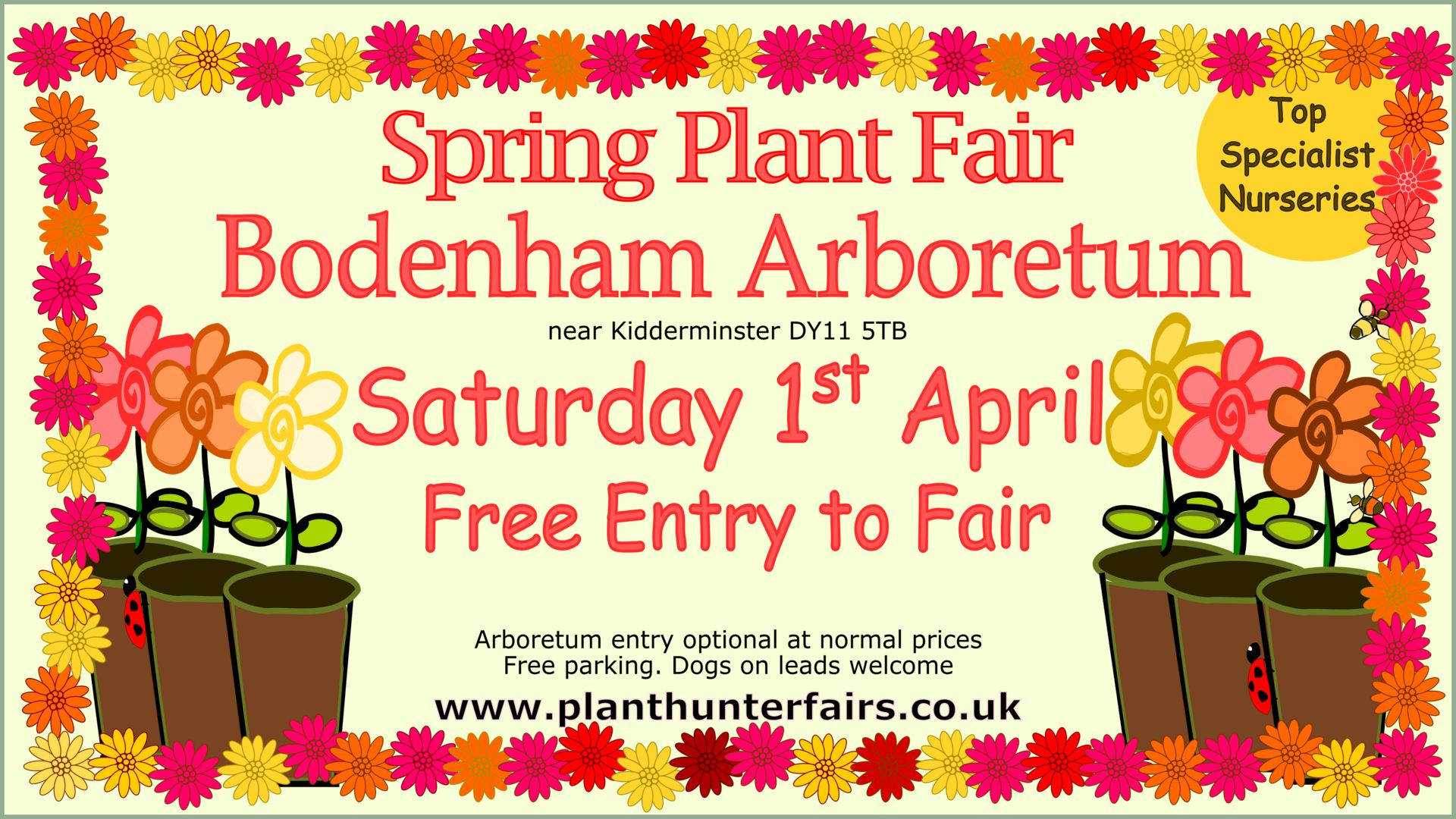 Spring Plant Hunters' Fair at Bodenham Arboretum on Saturday 1st April
